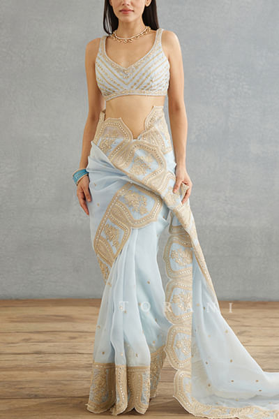 Light blue dori embroidery blouse