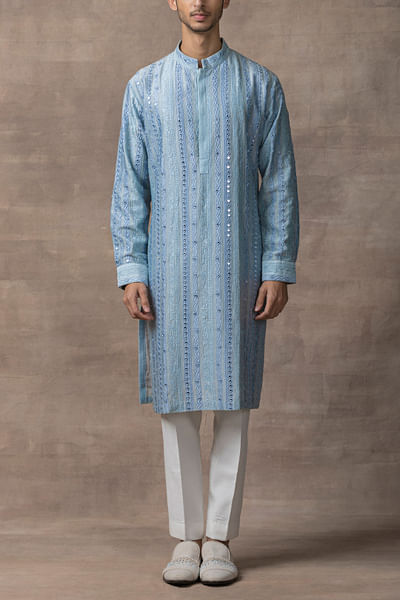 Light blue mirror work kurta set