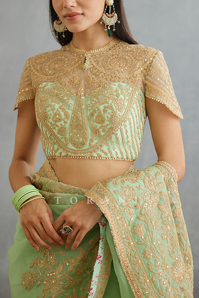 Light green dori embroidery blouse