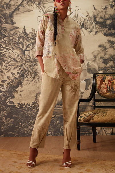 Light mint green printed tunic set