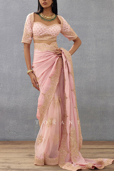 Light pink dori embroidery blouse