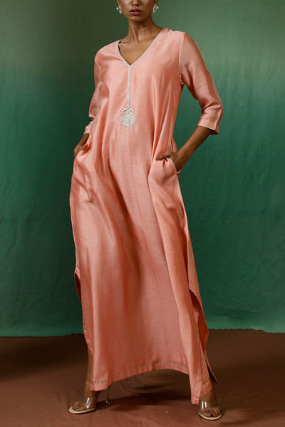 Light pink embroidered long dress