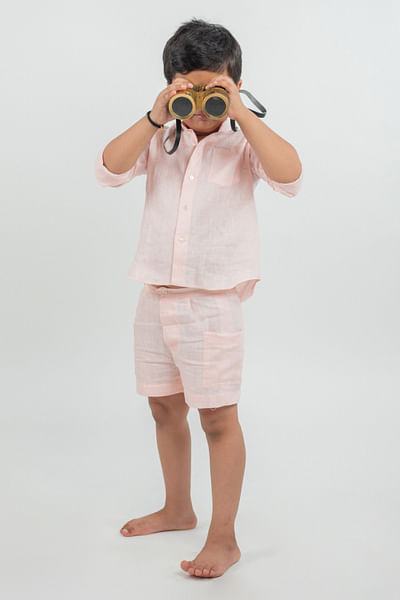 Light pink solid linen co-ords