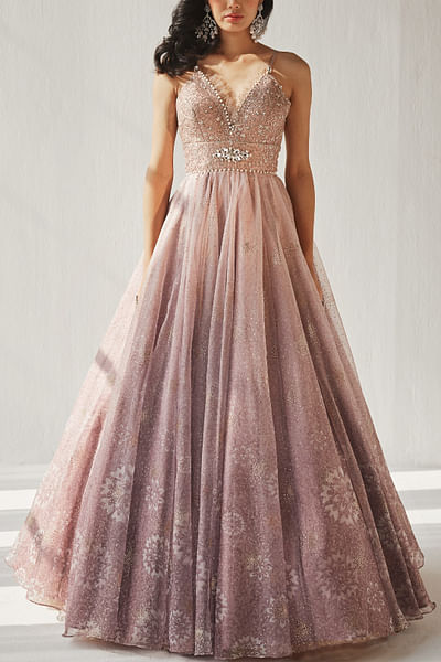 Lilac embroidered gown