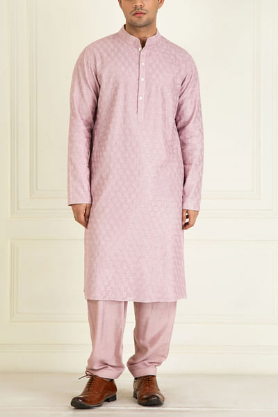 Lilac embroidered kurta set