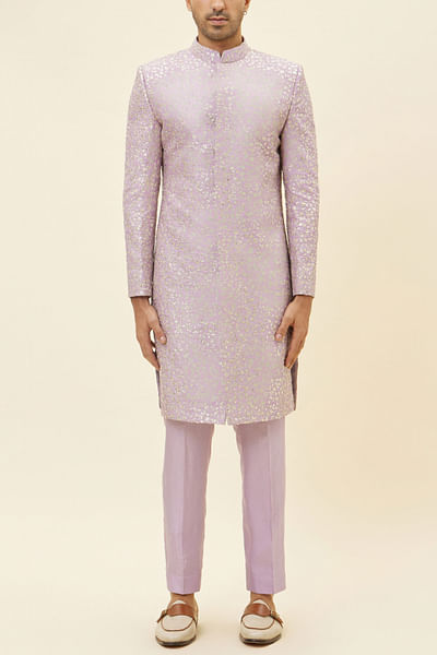 Lilac embroidered sherwani set