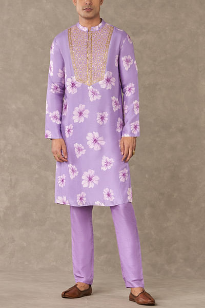Lilac floral print kurta set