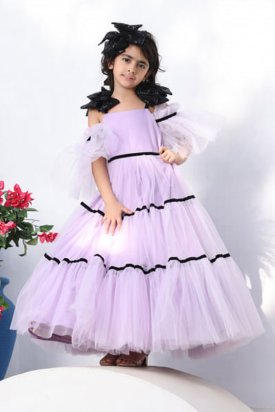 Lilac tiered and ruffle gown