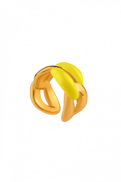Lime enamel link ear cuff