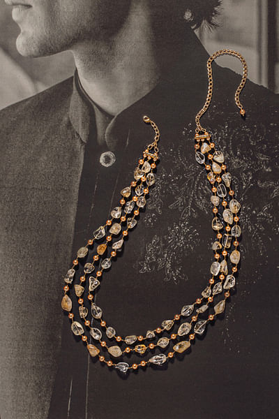 Long citrine pebbles necklace