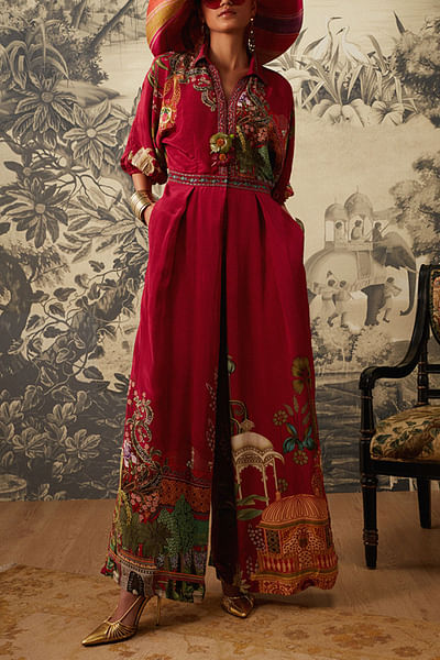 Magenta printed jumpsuit