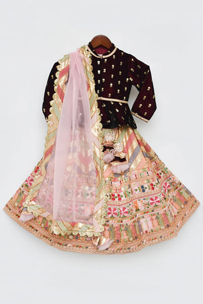 Maroon embellished lehenga set
