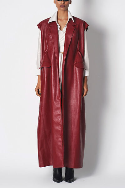Maroon long corset jacket