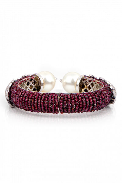 Maroon pearl embellished bracelet
