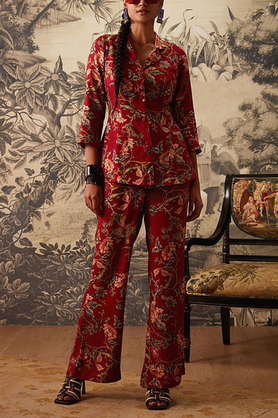 Maroon printed co-ords