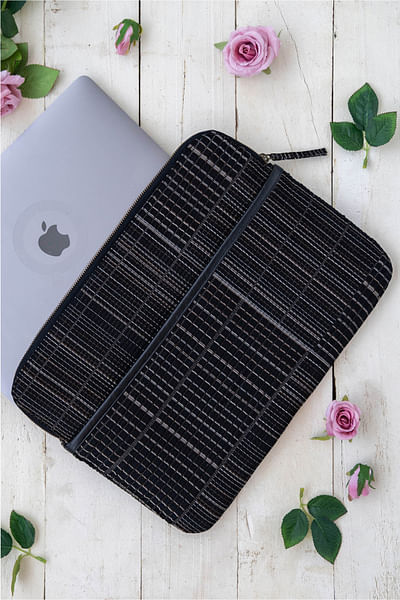 Matrix embroidered laptop sleeve