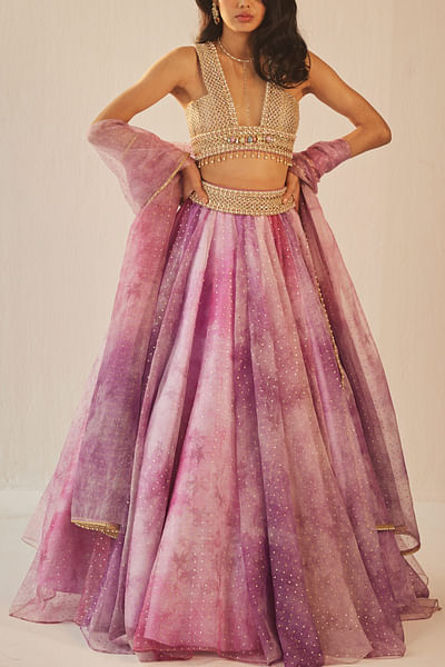 Mauve embellished lehenga set