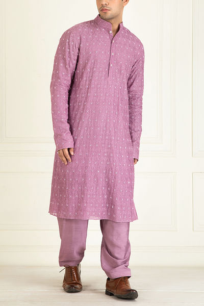 Mauve embroidered kurta set