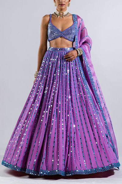 Mauve heavy mirror embellished lehenga set