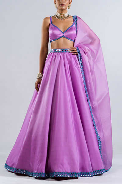 Mauve mirror detailed lehenga set