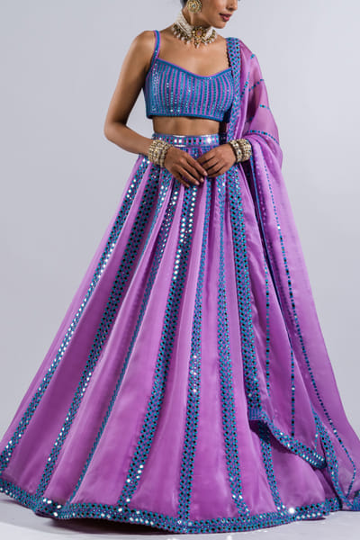 Vvani by Vani Vats Mauve mirror embellished lehenga set VVAMAR2324