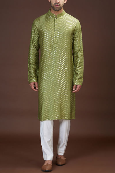 Mehendi green embellished kurta