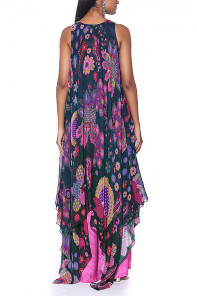 Siddhartha Bansal Midnight blue highlow tunic set SDBJAN2417