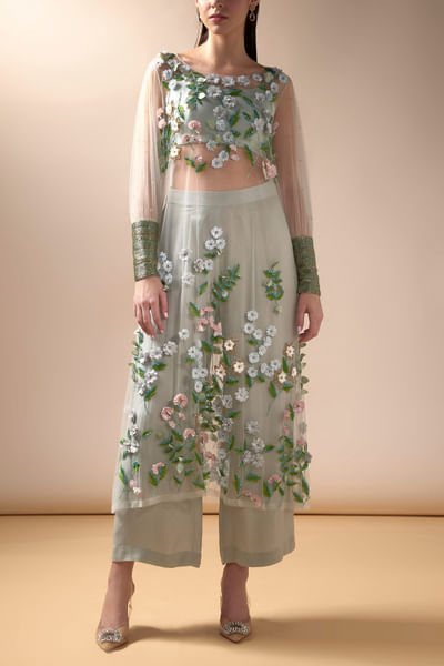 Mint 3D embellished tunic set