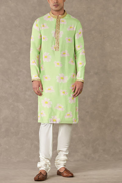 Mint floral print kurta