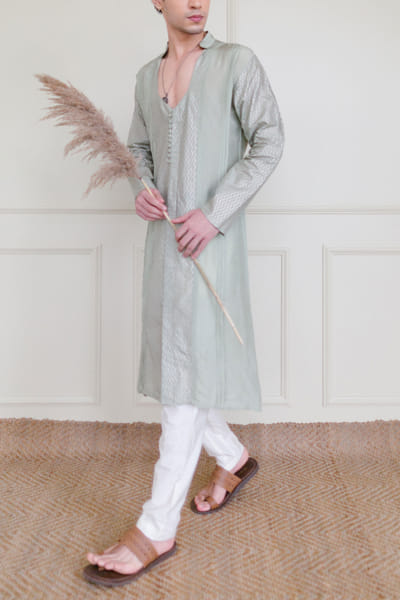 Shreyansh Designs Mint green chevron printed kurta SRDMARD2008