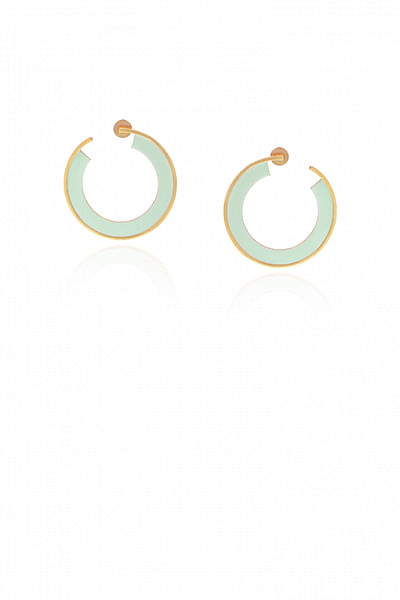 Mint green enamel hoop earrings