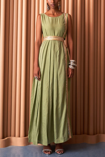 Mint green sequin embroidery kurta set