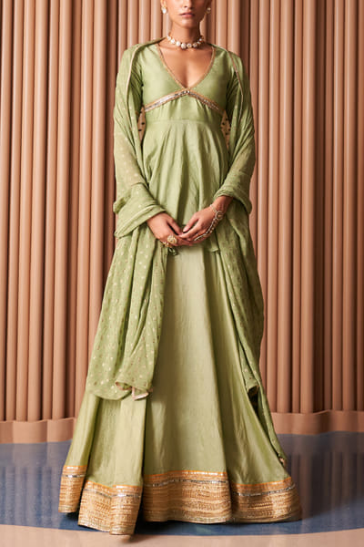 Mint green sequin embroidery lehenga set