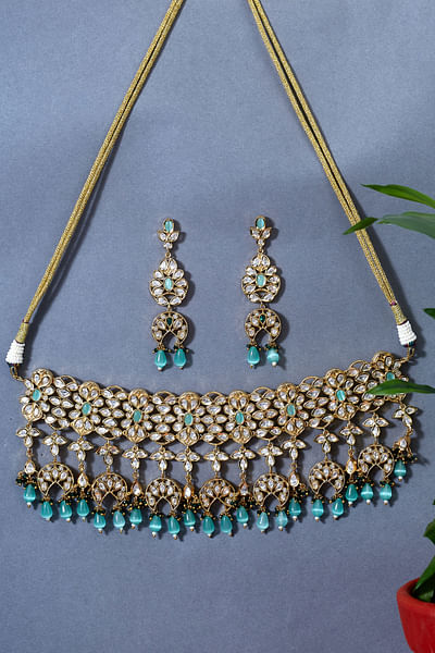 Mint polki kundan choker set