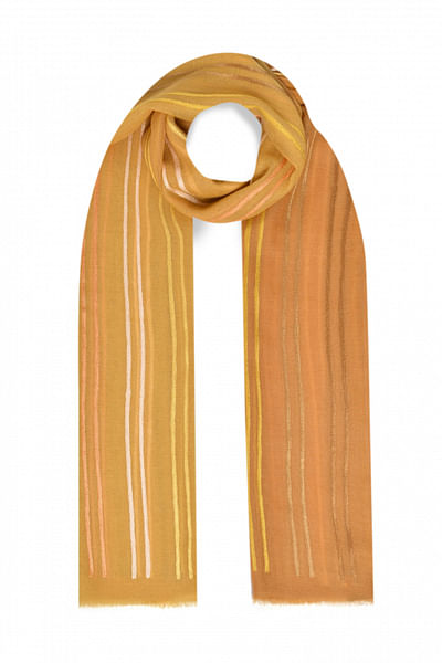 Misted yellow striped cashmere wrap