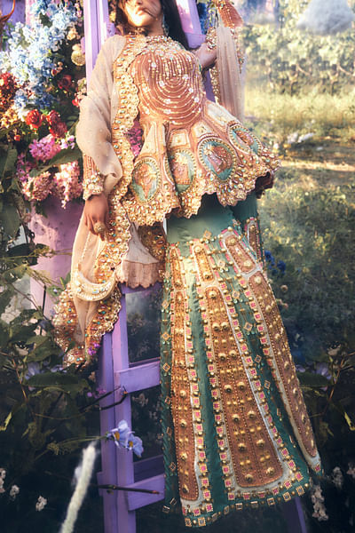 Multicolor 3D embellished sharara set