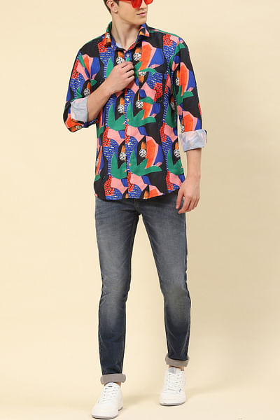 Multicolour abstract print shirt