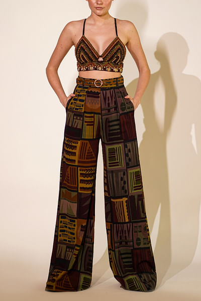 Multicolour abstract printed pants