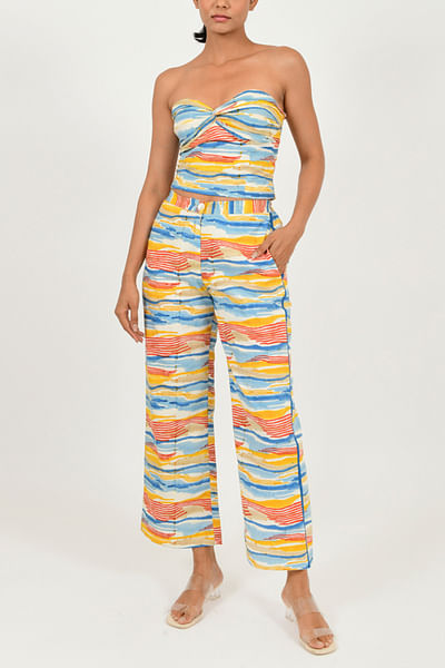 Multicolour artsy block print co-ords