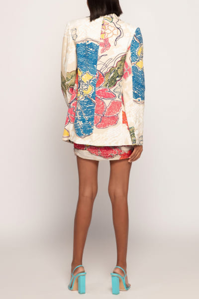 Multicolour bandhani print dress