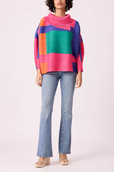 Multicolour batwing top