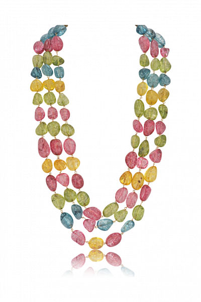 Multicolour beads layered necklace