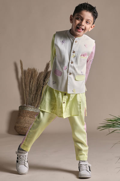 Multicolour butterfly print bandi set