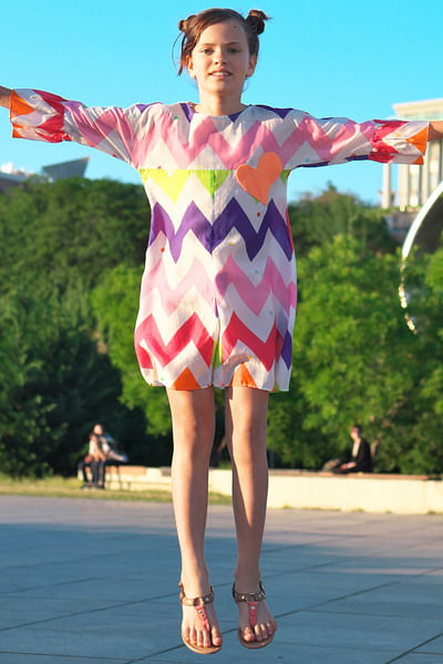 Multicolour chevron print dress