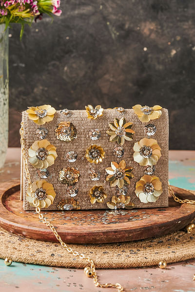 Multicolour embellished clutch