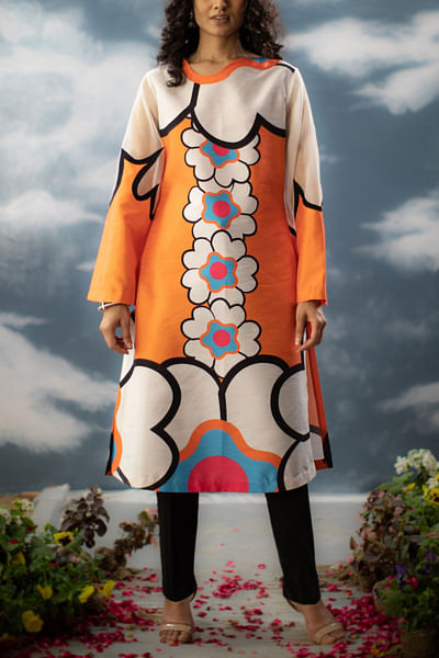 Multicolour floral print kurta
