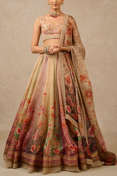 Multicolour floral print lehenga set