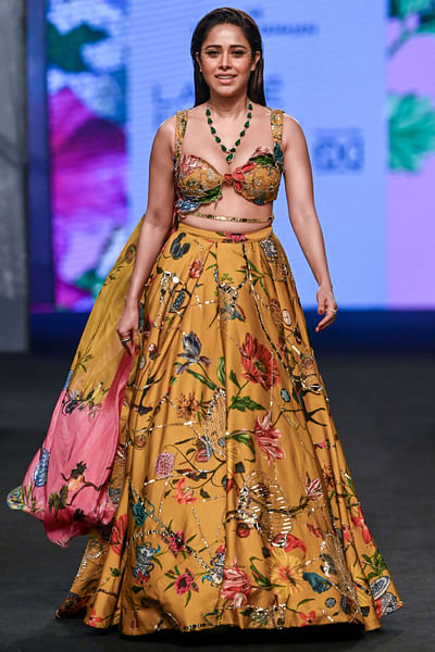 Multicolour floral printed lehenga set