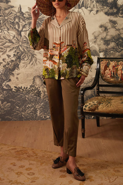 Multicolour floral printed tunic set