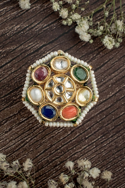 Multicolour gemstones embellished ring
